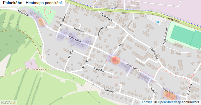 Palackého - mapa podnikání