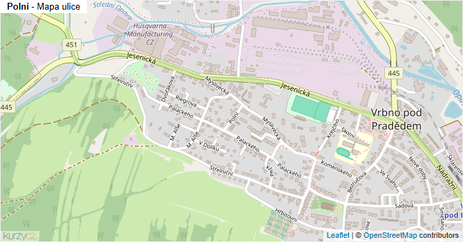 Polní - mapa ulice