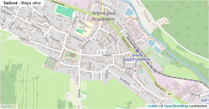 Sadová - mapa ulice