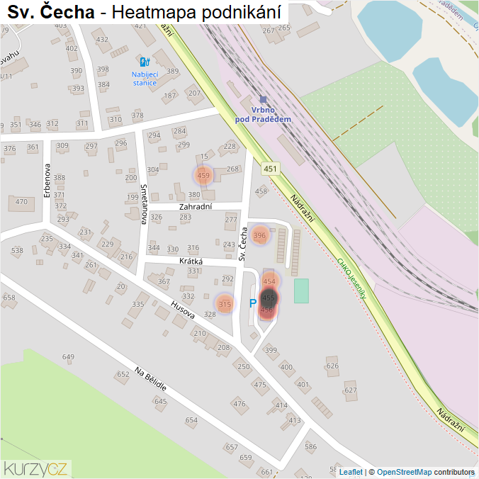 Mapa Sv. Čecha - Firmy v ulici.