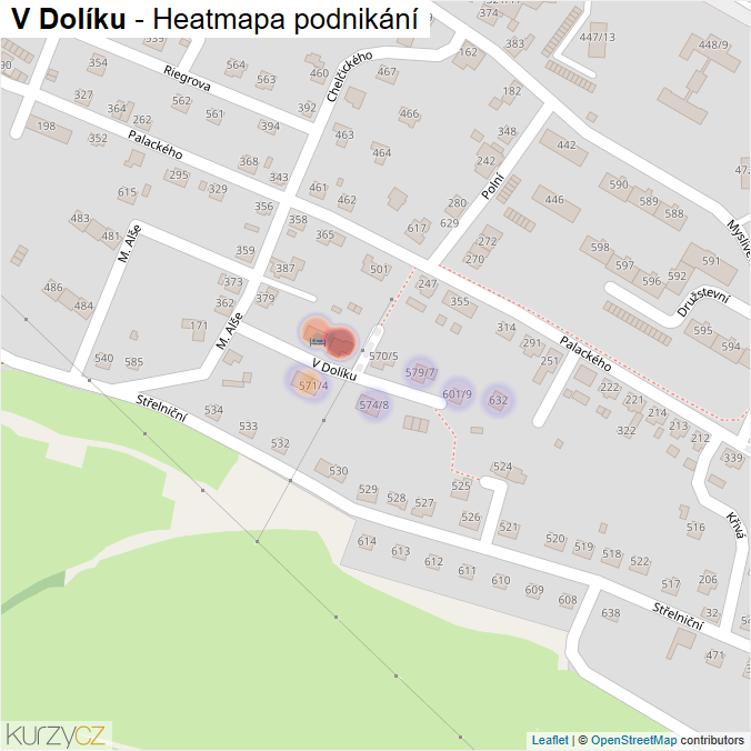 Mapa V Dolíku - Firmy v ulici.