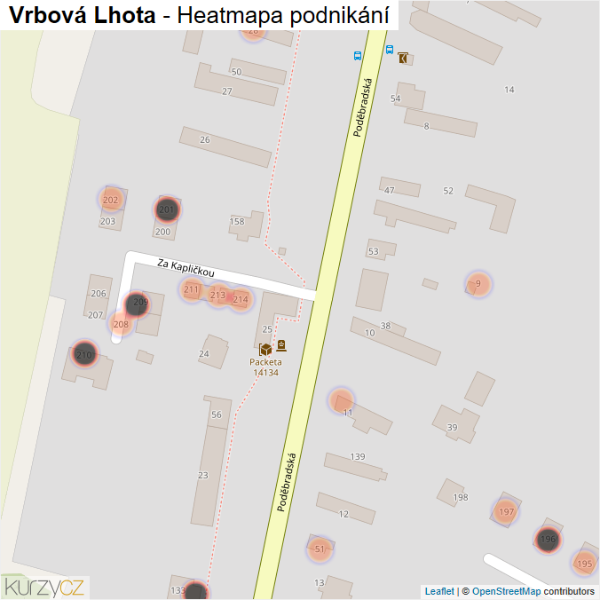 Mapa Vrbová Lhota - Firmy v obci.