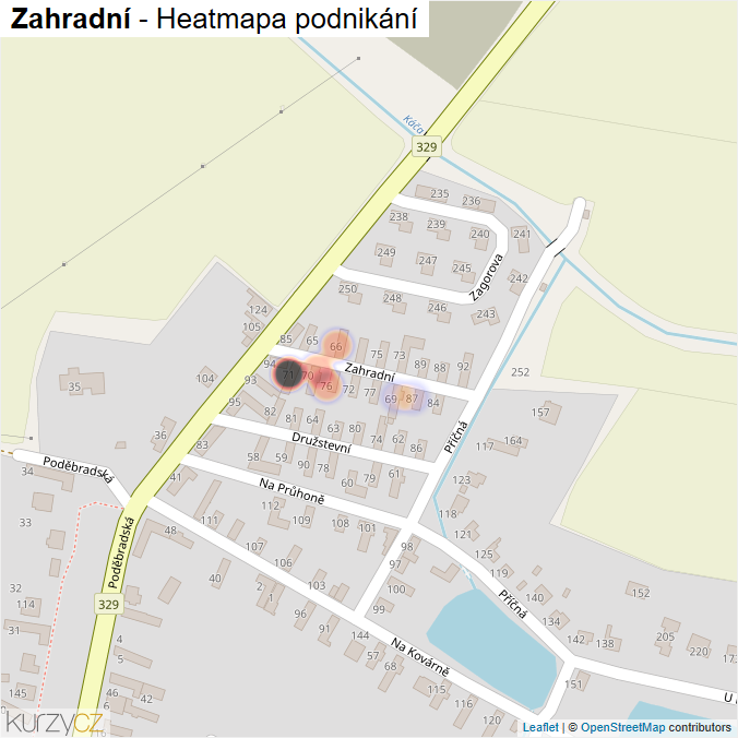 Mapa Zahradní - Firmy v ulici.