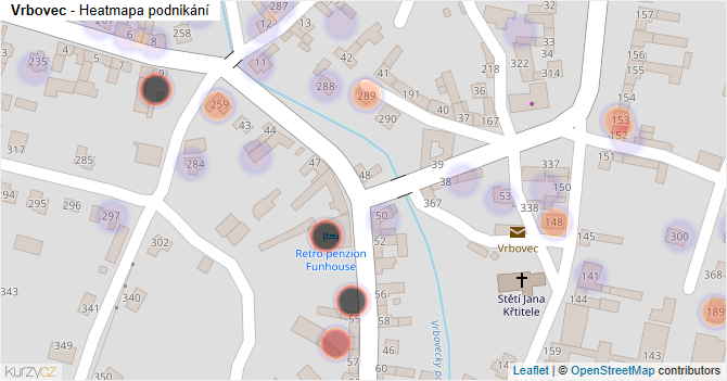 Vrbovec - mapa podnikání