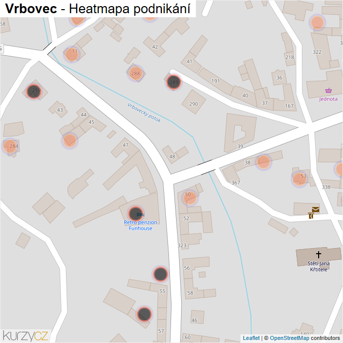 Mapa Vrbovec - Firmy v obci.