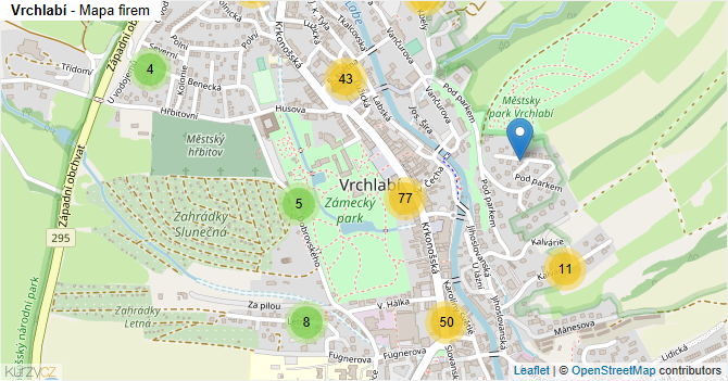 Vrchlabí - mapa firem