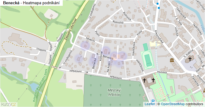 Benecká - mapa podnikání