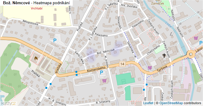Bož. Němcové - mapa podnikání
