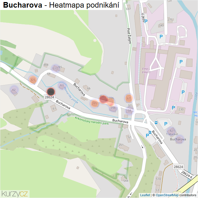 Mapa Bucharova - Firmy v ulici.