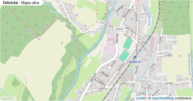 Dělnická - mapa ulice