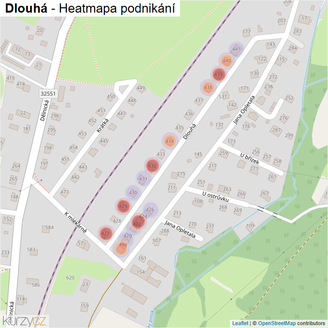 Mapa Dlouhá - Firmy v ulici.