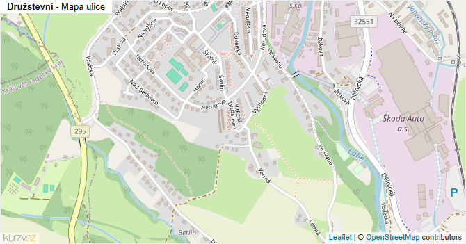 Družstevní - mapa ulice