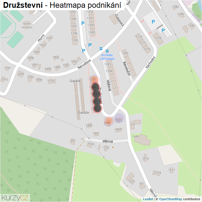 Mapa Družstevní - Firmy v ulici.