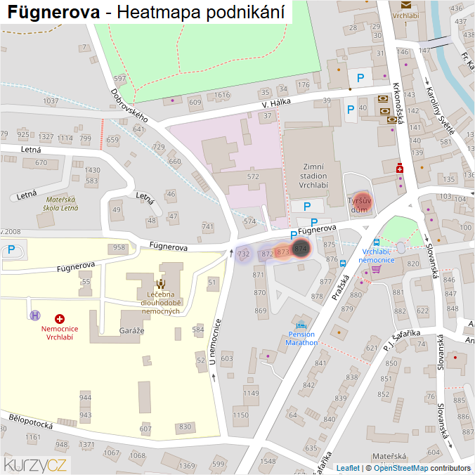 Mapa Fügnerova - Firmy v ulici.