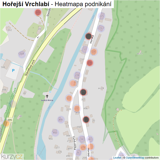 Mapa Hořejší Vrchlabí - Firmy v části obce.