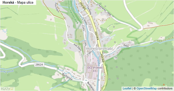 Horská - mapa ulice