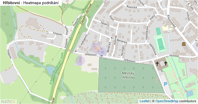 Hřbitovní - mapa podnikání