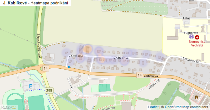 J. Kablíkové - mapa podnikání