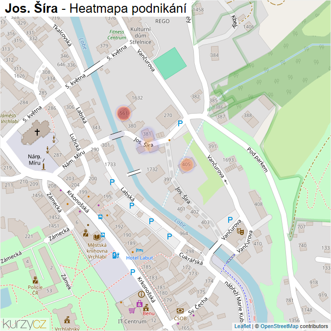 Mapa Jos. Šíra - Firmy v ulici.