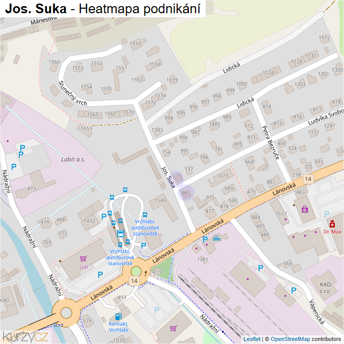 Mapa Jos. Suka - Firmy v ulici.