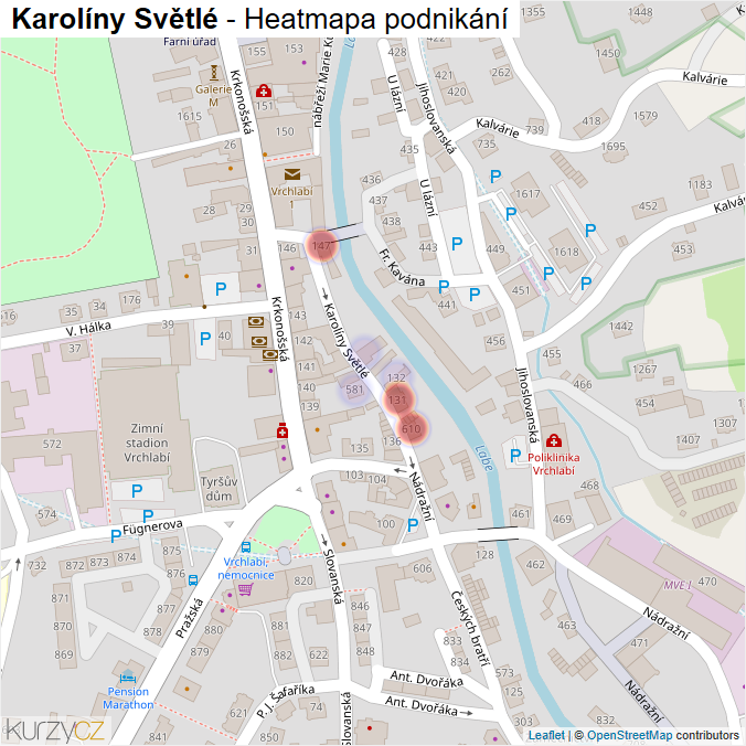 Mapa Karolíny Světlé - Firmy v ulici.