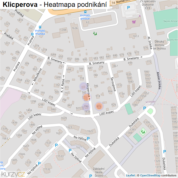 Mapa Klicperova - Firmy v ulici.