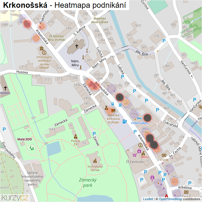 Mapa Krkonošská - Firmy v ulici.