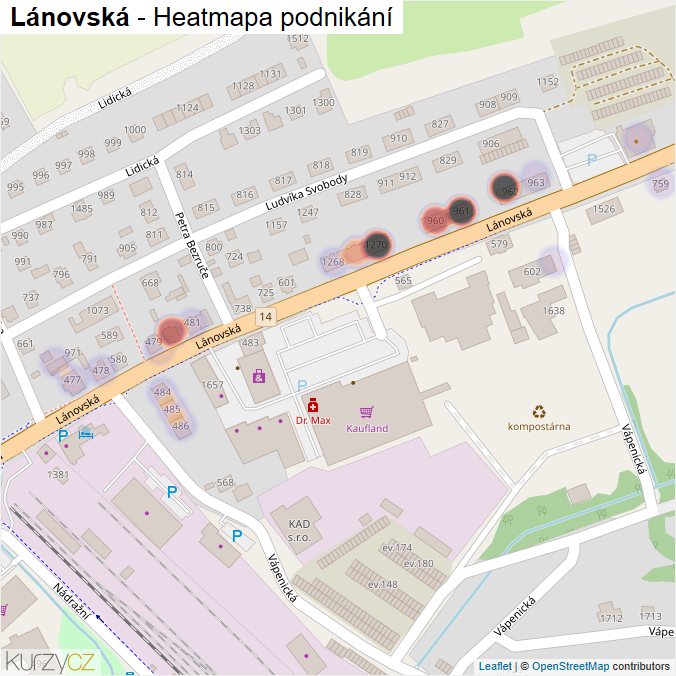 Mapa Lánovská - Firmy v ulici.