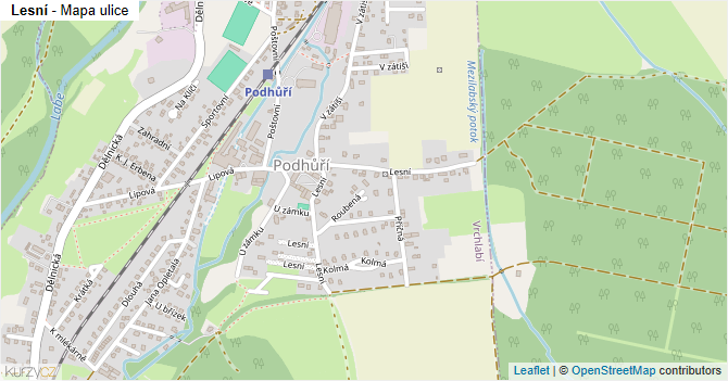 Lesní - mapa ulice