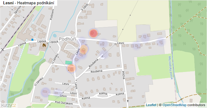 Lesní - mapa podnikání