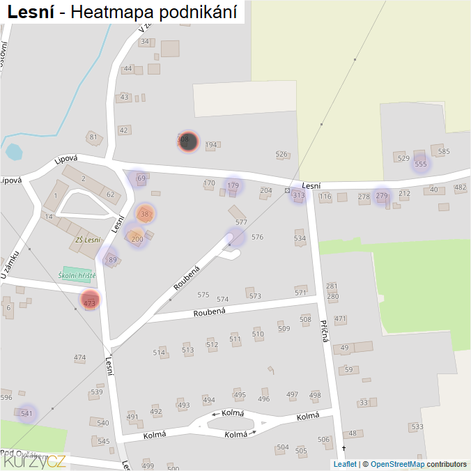 Mapa Lesní - Firmy v ulici.