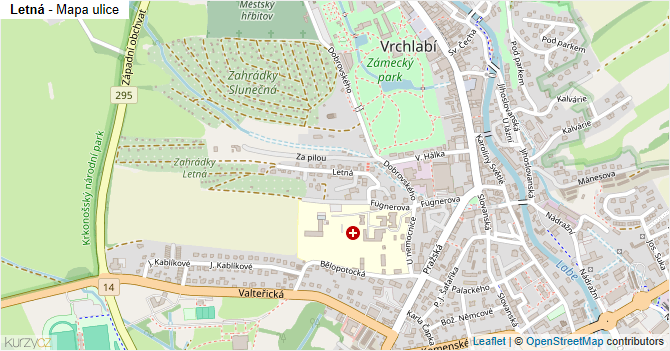 Letná - mapa ulice