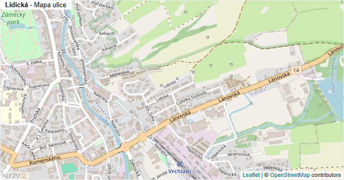 Lidická - mapa ulice