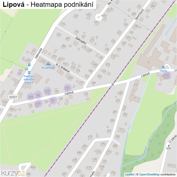 Mapa Lipová - Firmy v ulici.