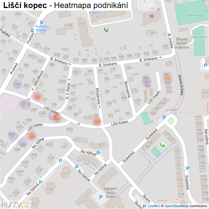 Mapa Liščí kopec - Firmy v ulici.