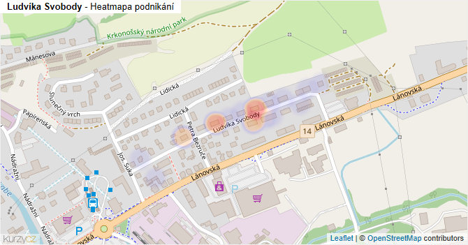 Ludvíka Svobody - mapa podnikání