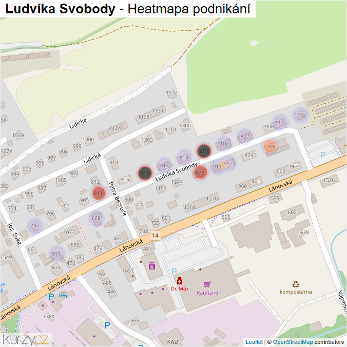 Mapa Ludvíka Svobody - Firmy v ulici.