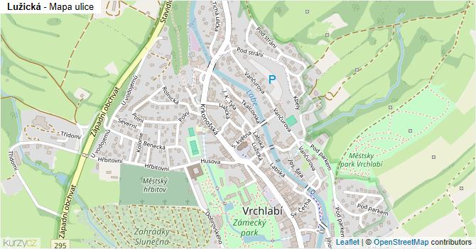 Lužická - mapa ulice