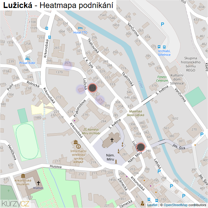 Mapa Lužická - Firmy v ulici.