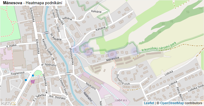 Mánesova - mapa podnikání