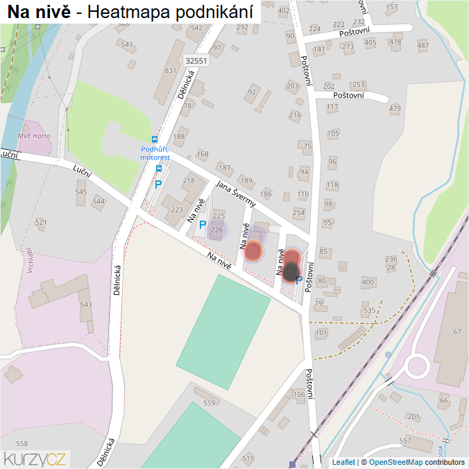Mapa Na nivě - Firmy v ulici.