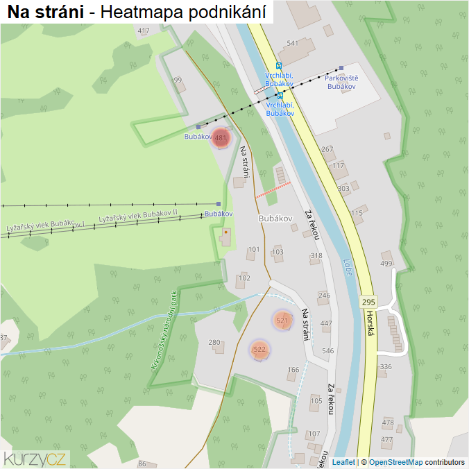 Mapa Na stráni - Firmy v ulici.