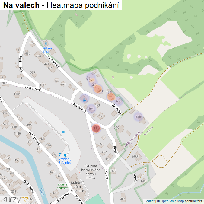 Mapa Na valech - Firmy v ulici.