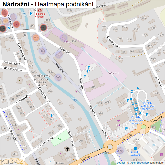 Mapa Nádražní - Firmy v ulici.