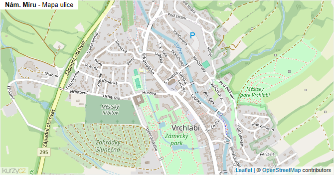 Nám. Míru - mapa ulice