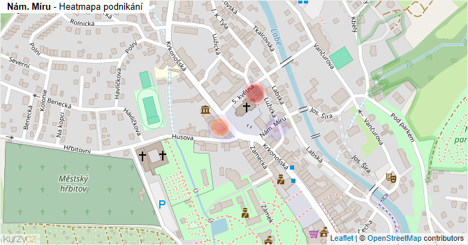 Nám. Míru - mapa podnikání