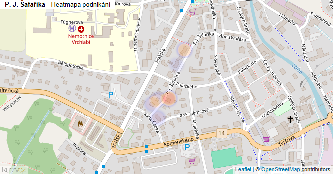 P. J. Šafaříka - mapa podnikání