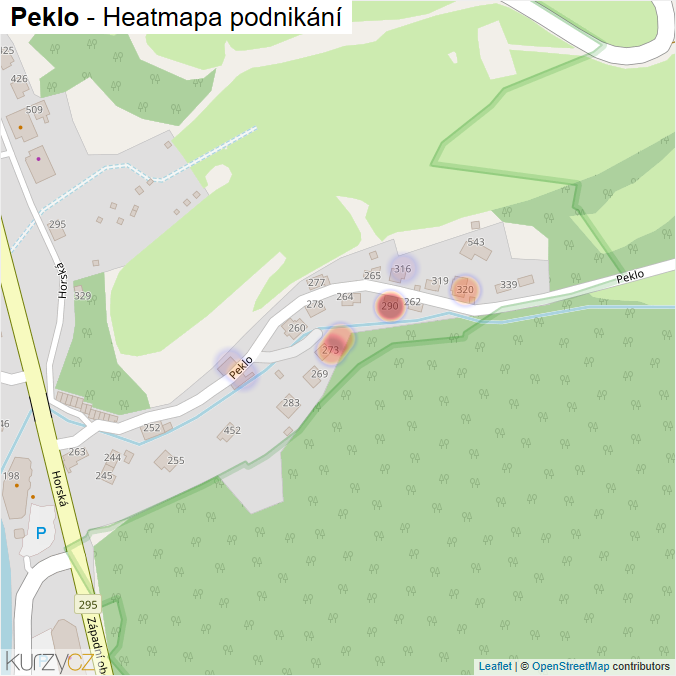 Mapa Peklo - Firmy v ulici.