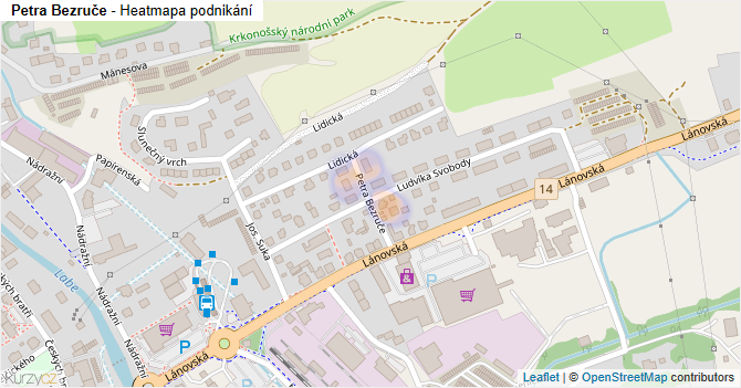 Petra Bezruče - mapa podnikání