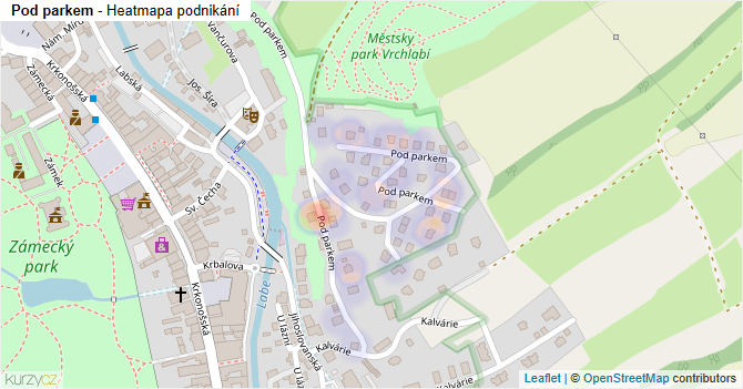 Pod parkem - mapa podnikání